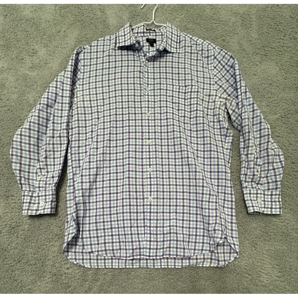 J. Crew Shirt Men's L Plaid Button Down Long Sleeve Crosby 120's 2-ply Cotton